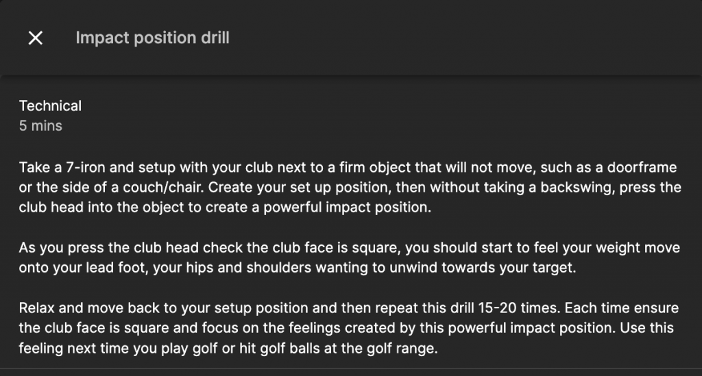 Impact Position Drill
